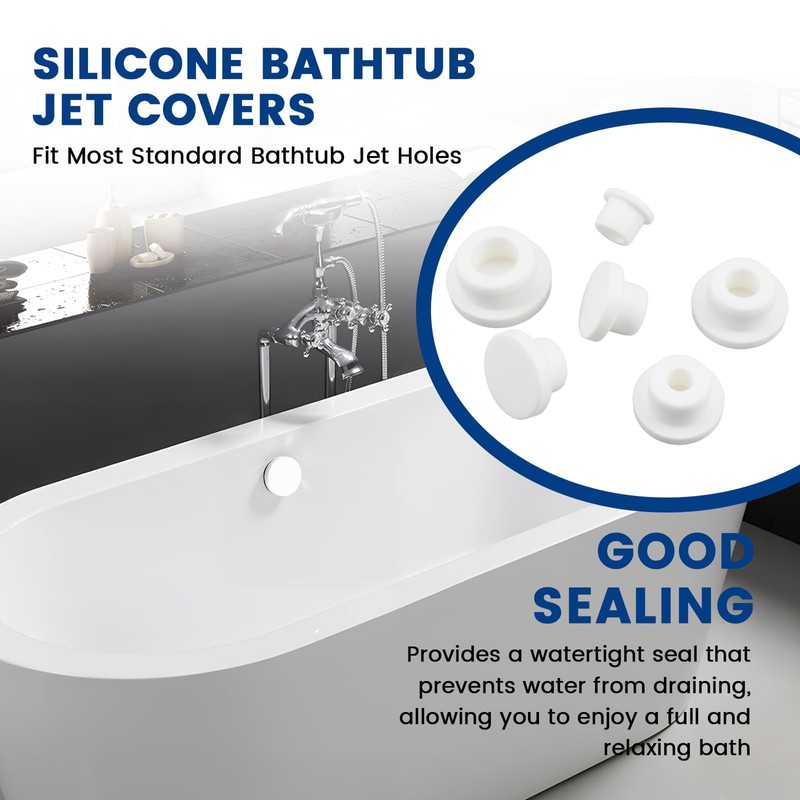 ZIUZI 24 Pcs Silicone Bathtub Jet Covers, 6 Sizes Waterproof
