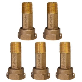 Midline Valve XND0034-OM-5 Brass Water Meter Coupling Adapter Pipe Fitting; with Nut and Gasket; 3/4’’ MIP x 1’’ FIP (5 Pack)