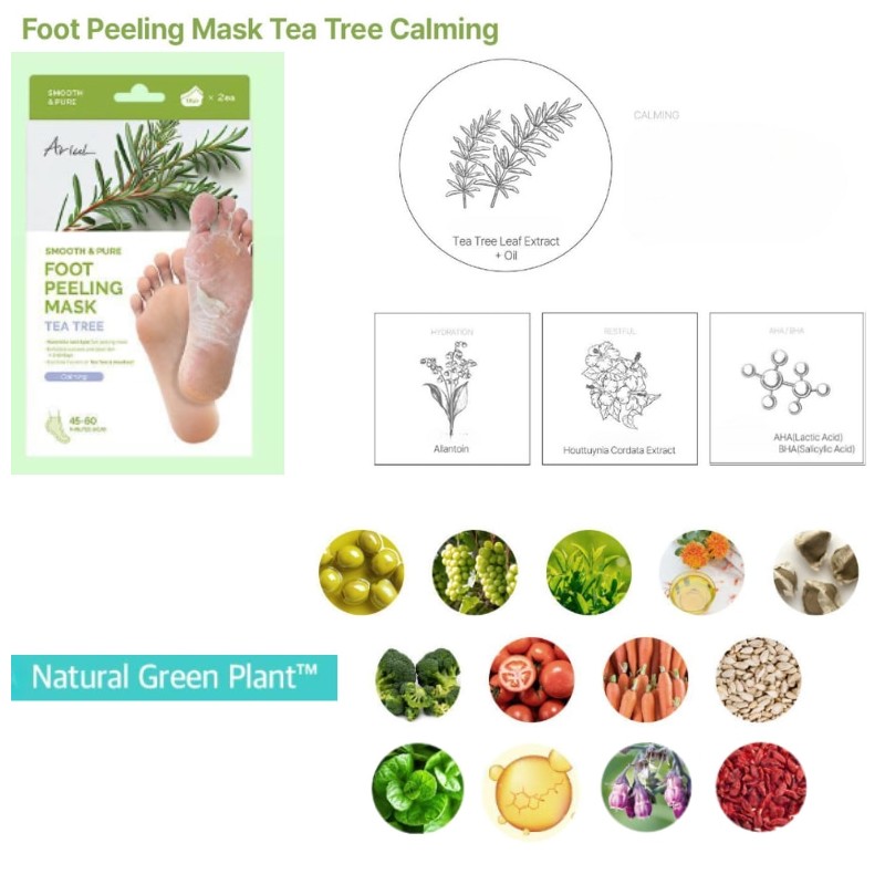 ARIUL Smooth & Pure Foot Peeling Mask 34g*2ea, Type:Rice Nourishing