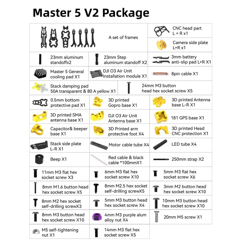 Master 5 V2 Drone Frame - 226 mm Wheelbase, Lightweight