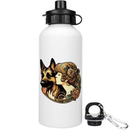 Azeeda 600ml 'Girl With German Shepherd Dog' Reusable Water/Drinks Bottle (WT00080050)