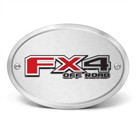 iPick Image Made for Ford F-150 FX4 Off-Road 3D Logo on Brushed Oval Billet Aluminum 2 inch Tow Hitch Cover