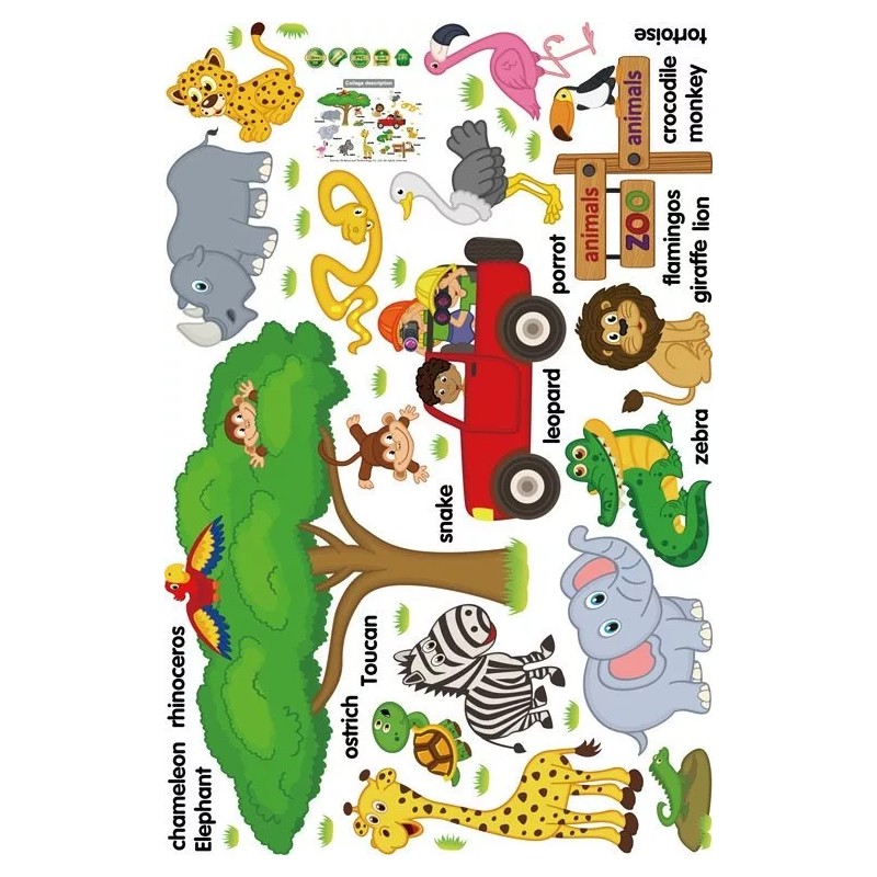 DaraBaby Vinil Decorativo Infantil Animales Ingles Sala Estancia Sala