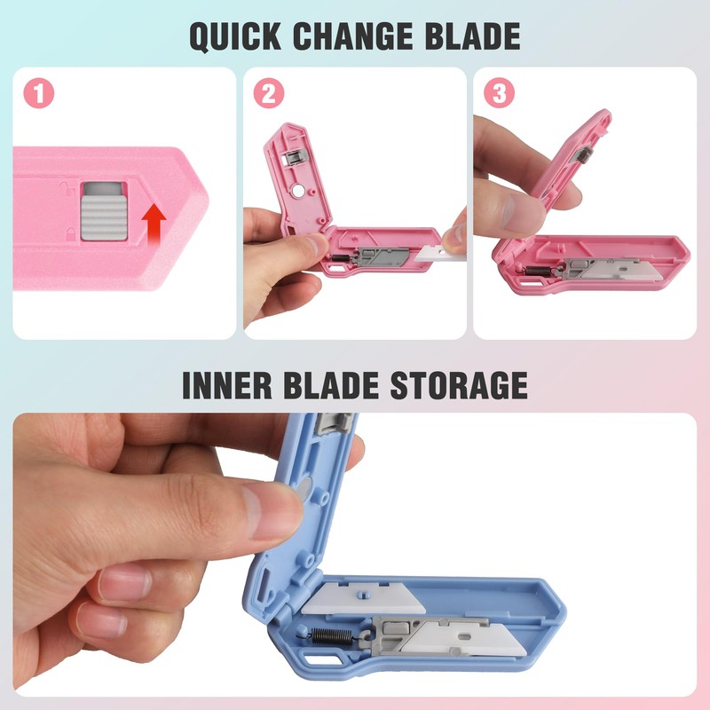 WORKPRO Ceramic Small Safety Box Cutter, Automatic Rebound Mini Letter