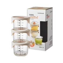 Lock&amp;Lock Baby Food Round Container 230ml Set of 3 (LLG508S3) / 락앤락  바로한끼 이유식 원형용기 230ml 3개세트 (LLG508S3)