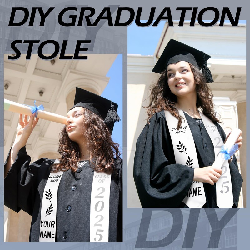 Geyoga 24 Pieces Unisex Graduation Stole Bulk Sublimation Blank Plain