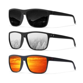 Ninesun 3 pairs sunglasses Men polarized classic vintage glasses HD lens Outdoor sports fishing bike golf fashion sports sunglasses UV400 protection 755:_Brown Blue Red