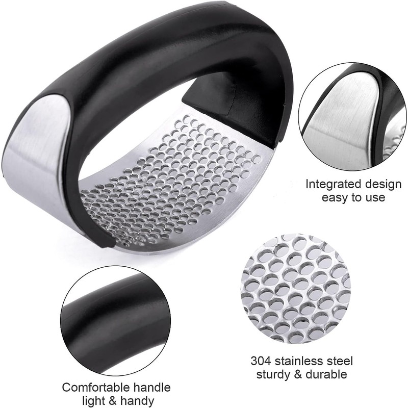 Easy-to-Use Garlic Press | 304 Stainless Steel Garlic Crusher &