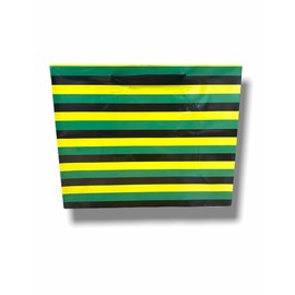 Makena Prints Jamacian Caribbean Island Life Gift Bags Size: 13" x 10.47" x 5.75". Holds up to 8lbs. Suitable for Birthdays, Baby Showers, and more. Green, Black, Yellow