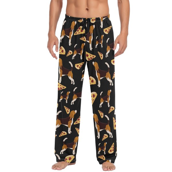 JUDIAN Beagle Pizza Men's Pajama Bottoms Soft Sleep Pant with