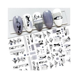 Generic Mountain Letters Nail Sticker Newspaper Moon Totem Heart Flower Line Stripes F791 Nail Wraps Art Stickers Manicure Supplies for Women for Home Nails Full Long Lasting Easy Apply and Remove