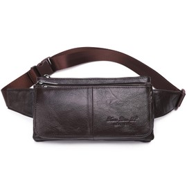 KPYWZER Vintage Leather Fanny Pack Waist Bag for Men Women Outdoor Travel Hunting Hiking Camping Hip Bum Belt Cell Phone Purse Wallet Pouch Retro Crossbody Sling Pouch C