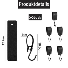 agogue Pack of 5 S Hooks, Black, Hooks for Hanging Garments, Hanging Clothes Hooks, Coat Hooks, Multi-Purpose Hooks, for Wardrobe, Clothes Hooks, Black Clothes Rail, Rod, Kitchen, Bathroom