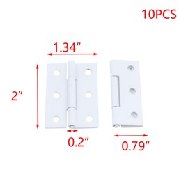 T Tulead Butt Hinges Iron Cabinet Hinges Wooden Box Hinges Furniture Hardware White,2"x1.34",10pcs with Mounting Screws