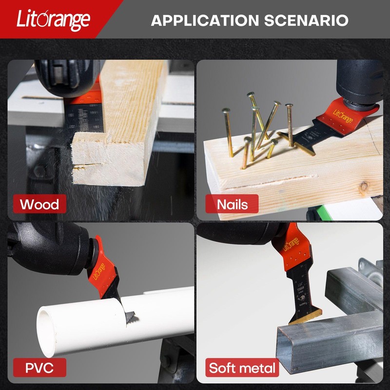 Litorange 31PCS Oscillating Saw Blades, Universal Titanium Multitool Quick Release