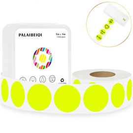 PALAIBEIQI 1 Inch Round Thermal Sticker Labels Removable Labels Paper Pricing Sticker Labels Maker Multi-Purpose Labels Stickers-Compatible General Thermal Printerss (1000 Sheets,Fluorescent Yellow)