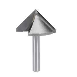 sourcing map 90 Degree V-Groove Router Bit 32mm Dia with 6mm Shank, Titanium Steel Tipped V Grooving Bit (Gray)