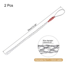 MECCANIXITY Cable Pulling Grip for 7-12mm Cable 34cm Wire Mesh Puller Socks Grip Single Head Galvanizing Steel Wire Grips Net Cover Smooth,2 Pcs(Silver)