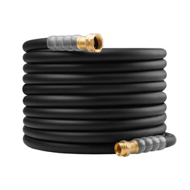 Heavy Duty Premium Garden Hose 75ft x 5/8", 300PSI Working, 1000PSI Burst, Hybrid Rubber Water Hose with Transparent Swivel Handle - Hot/Cold Water - Five Layered Braiding with Brass fittings (Black)