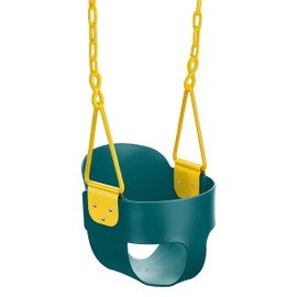 Deluxe High Back Full Bucket Toddler Swing with Exclusive Chain & Triangle Dip Pinch Protection - Green - Squirrel Products