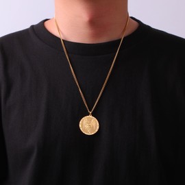 EUEAVAN St Michael Necklace for Men St Michael Archangel Pendant Holy Medal Necklace Catholic Patron Saint Amulet Religious Jewellery Confirmation Gift for Boys, Stainless Steel, No Gemstone