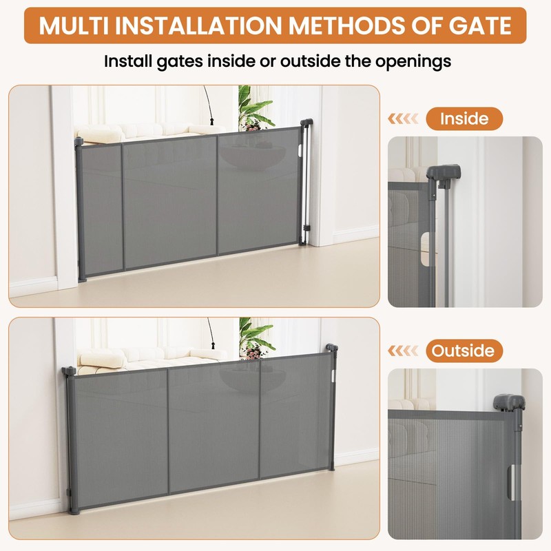 Upgrade 200 inch Extra Wide Retractable Baby Gates, 42 inch