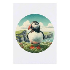 'Puffin Bird Standing' Temporary Tattoo - Water Resistant, Skin-Safe, Non-Toxic Transfer (TO00087773)