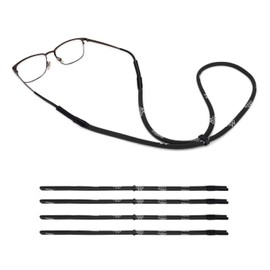 MoKo Einstellbare Brillenhalter, [4 Pack] Universal Fit Seil Sport Sonnenbrillen Retainer, Unisex Sonnenbrille Bügelbrille Halter für Männer, Frauen - Schwarz
