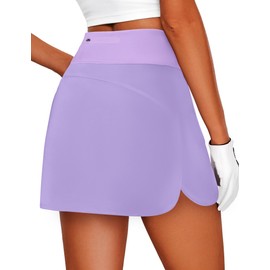 PINSPARK Golf Skirt Silicone Grippers Skorts for Women with Pockets 14" Trendy Tennis Skirts for Workout Pickleball, Lilac S