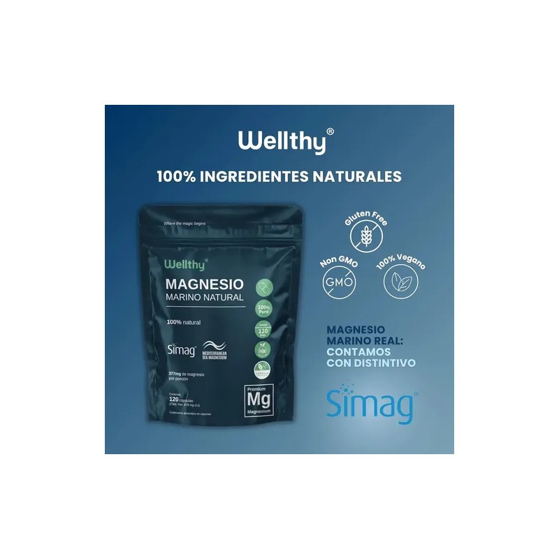 Magnesio Marino Natural Simag 120 Capsulas Wellthy Sabor 120 Caps