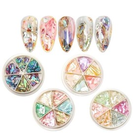 Other brands Marble Mother-of-Pearl Nail Art Thin Plate Mother-of-Pearl Pebble Nail 6-Color 4-Piece Set - no.449 Mother-of-Pearl Nail Set / 마블자개파츠 네일아트 얇은 판자개 조약돌 네일 6컬러 4종 세트 - no.449 자개네일세트