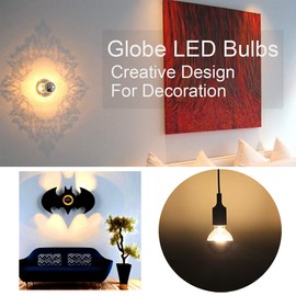 Half Chrome Light Bulb,Dimmable 6W (Equivalent 60 Watt) LED Edison Bulbs,G25/ G80 Half Black Dipped LED Light Bulb Globe Shape 2700K Warm White,Decorative Mirror CRI 90+ E26 Base Pack of 2 (Black)