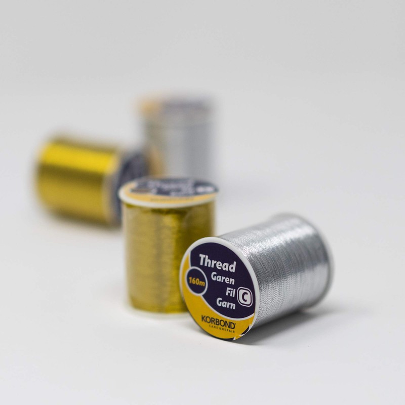 KORBOND Metallic Thread, Gold/Silver, 160 m