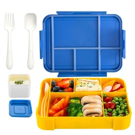 Brotdose Kinder mit Fächern, 1330ml Jausenbox Kinder, Auslaufsicher Bento Box, Lunchbox Kinder, Lunchbox mit Fächern, Jausenbox Brotdose, Frühstücksbox, für Kindergarten, Schule, Picknick (Blau)