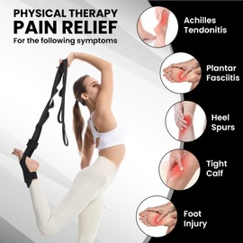 JIURUN Foot and Calf Stretcher Kit - Leg Stretching Strap, Foot Rocker, Hamstring and Calf Stretcher, Suitable for Stretching Legs and Thighs (Dark Blue)