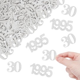 ALEGRE Confetti 30th Birthday Decoration Large 3.4-5 cm, Pack of 100 Decoration 30th Birthday Woman Man Silver, Confetti 30th Birthday Decoration, Table Decoration 30th Birthday Women Men, Birthday