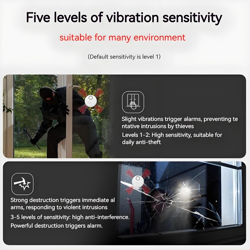 Lancoon 4 Pack Vibration Alarm 5 Sensitivity Levels 130dB Siren