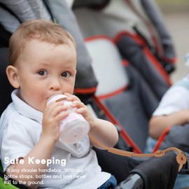 Nupoopy 4 Pack Toy Safety Straps for Baby, Silicone Baby Bottle Harness Straps｜Sippy Cup Leash｜Baby Teether Pacifier Holder Clips for Stroller, High Chair, Crib, Bag(Sand/Light Grey/Dark Grey/Clay)