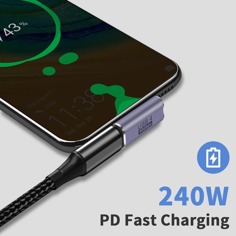 Duttek USB C Extension Adapter 100W, Right Angle USB C