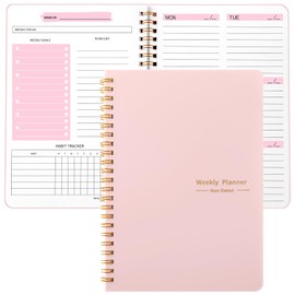 Weekly Planner Notebook, Undated A5 To Do List Notebook 52 weeks of Daily Planner tracking for Work, Students, Daily life