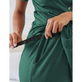 JiniGolla Womens Maternity Pajamas Postpartum Pjs Short Sleeve and Pants Pregnancy Loungewear Deep Green XXL