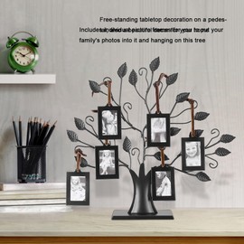 Family Tree Picture Frame, Family Photos Frame Display Tree with Hanging Pictures Frames, Graduation Photo Display Tree Picture Holder Stand Photo Frame (S With 6 photo frames of