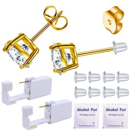 SLVIEKAE 14 Pcs Ear Piercing Kit | Multi Purpose Ear Piercing Gun Kit | Professional Ear Piercing Gun Kit for Salon and Home Piercing (Yellow- White)