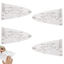 UYVPAER Pack of 4 Parabolic Stencils, Parabolic Stencil Maths, Stencil Unit Parabola Stencil for Students, Designers and Office Workers