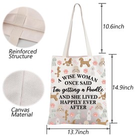 TGBJE Poodle Gift Poodle Mom Gift A Wise Woman Getting A Poodle and She Lived Happily Ever After Tote Bag For Poodle Lover (C-wise poodle tote)
