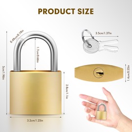 Shackle Length 4 Pack Gold Padlocks, 32mm Wide Stainless Steel Small Locks with Keys for Toolbox