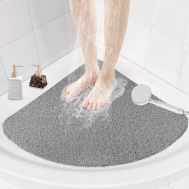 Corner Shower Mat Non Slip: 60 x 60 cm Loofah Shower Mats for Inside Shower - Quadrant Shower Tray Matt Anti Mould for Elderly