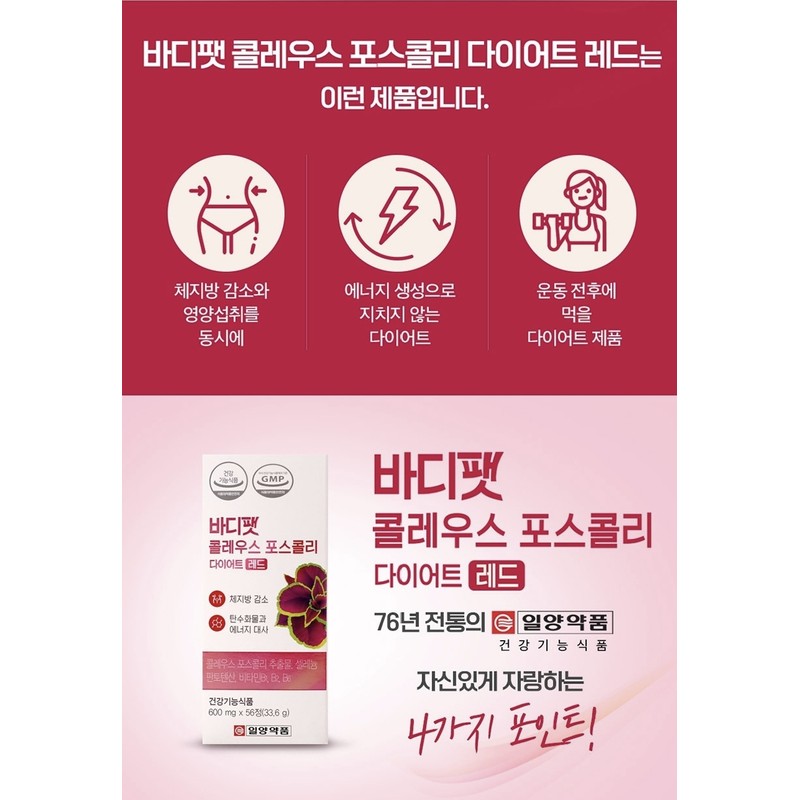 Body Fat Coleus Forskohlii Diet 28-day supply / 바디팻 콜레우스