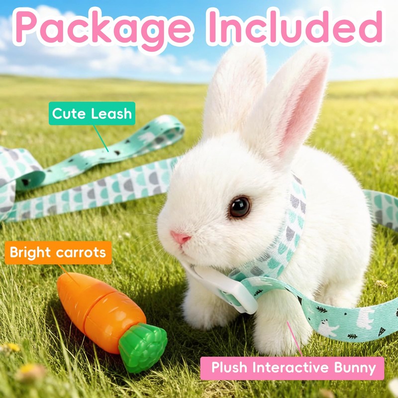 hehred Bunny Toys for Kids with Carrot, Interactive Plush Bunny