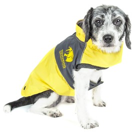 TOUCHDOG 'Lightening-Shield' Waterproof 2-in-1 with Removable Polar Fleece Lining Pet Dog Coat Jacket w/ Blackshark Technology, X-Small, Sporty Yellow, Charcoal Black